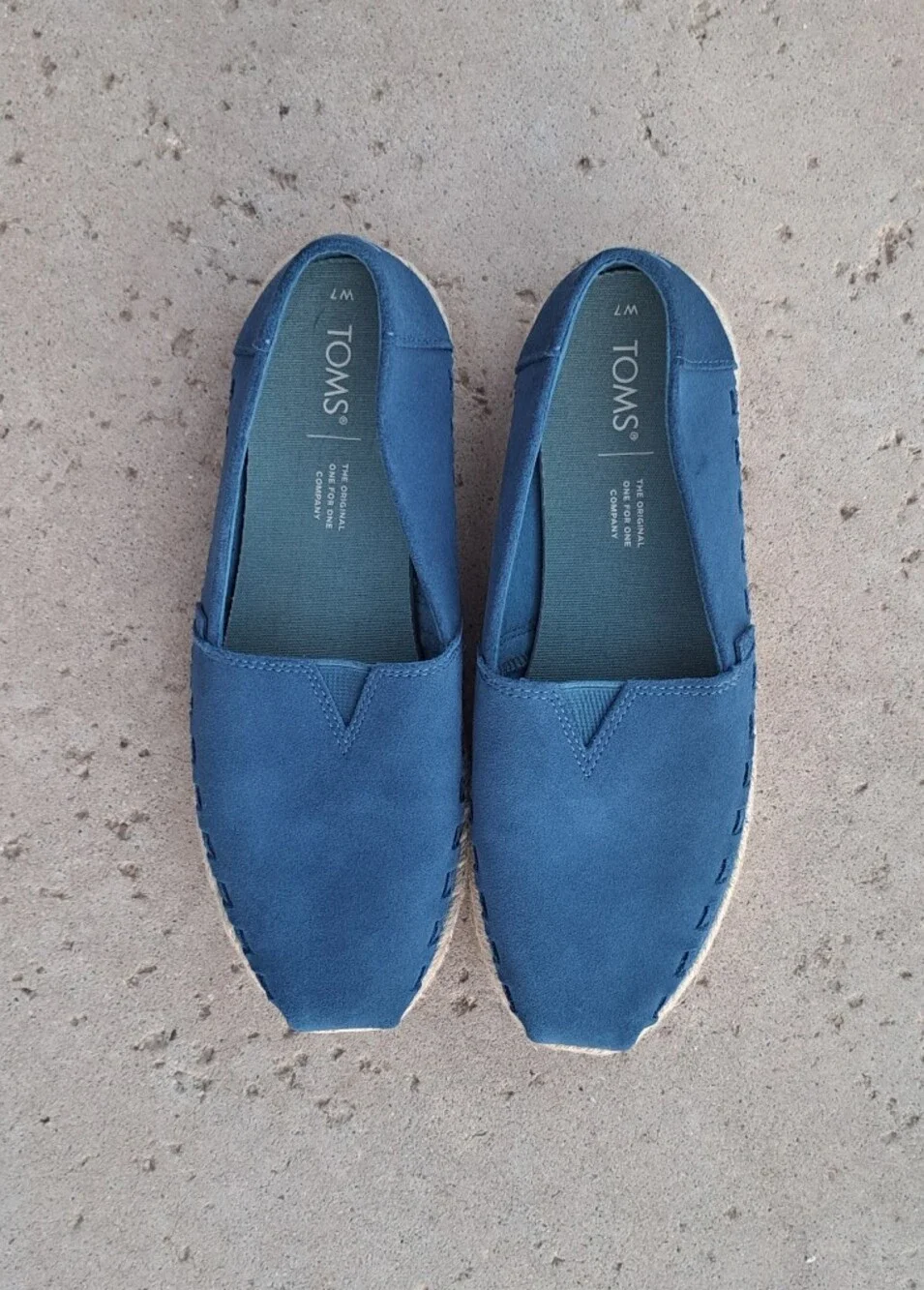 NWOT TOMS Navy Blue Suede Alpargata Rope Espadrille Slip Ons - Size 7✨ BRAND NEW